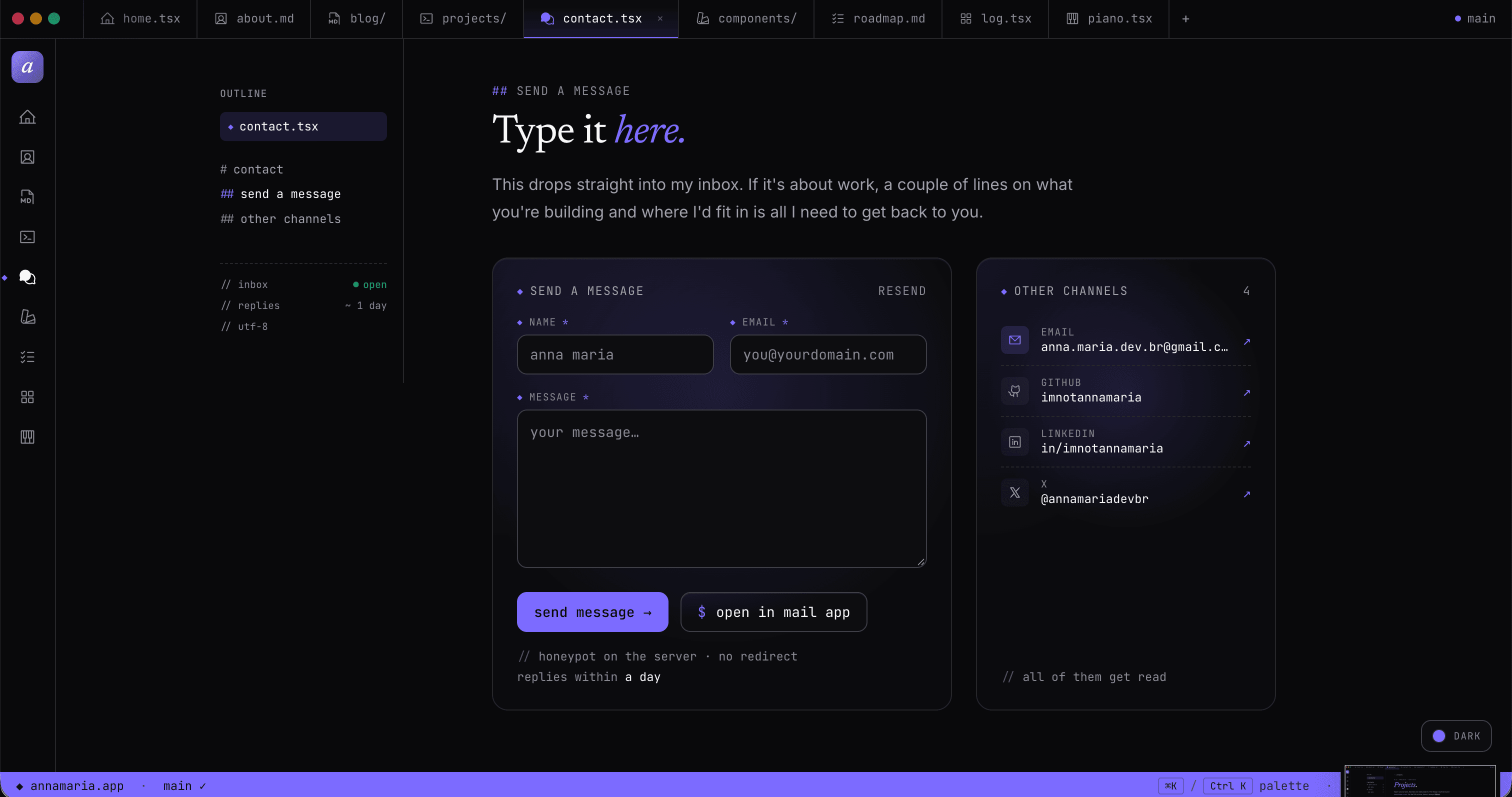 V2 contact page